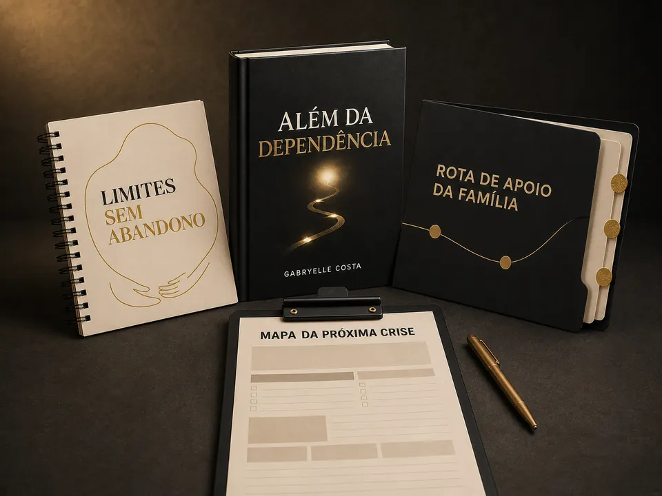 Conjunto com o e-book e os três materiais práticos de Além da Dependência